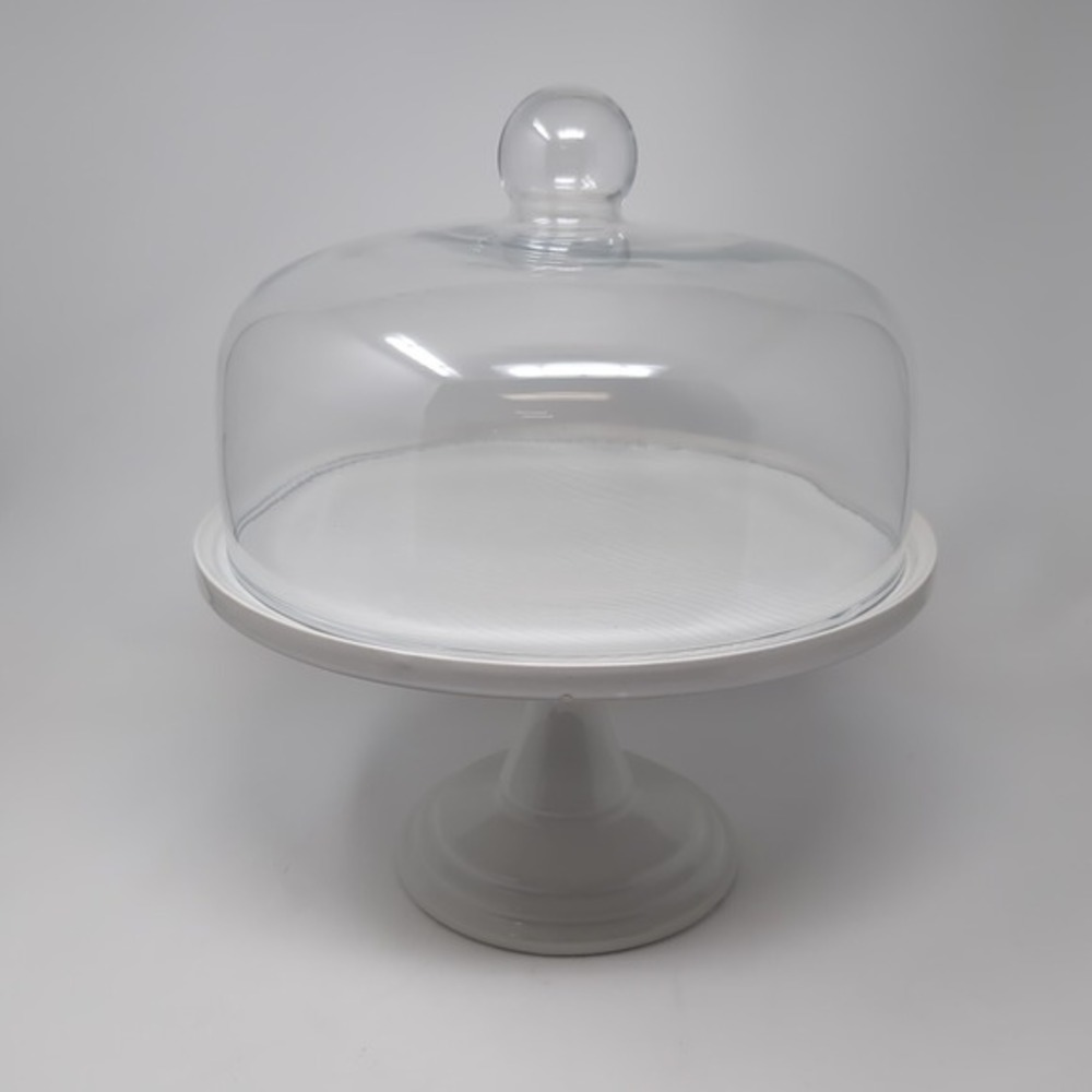 Temp-tations Woodland Ceramic Pedestal Cake Stand with Dome Glass Lid White - Picture 10 of 10